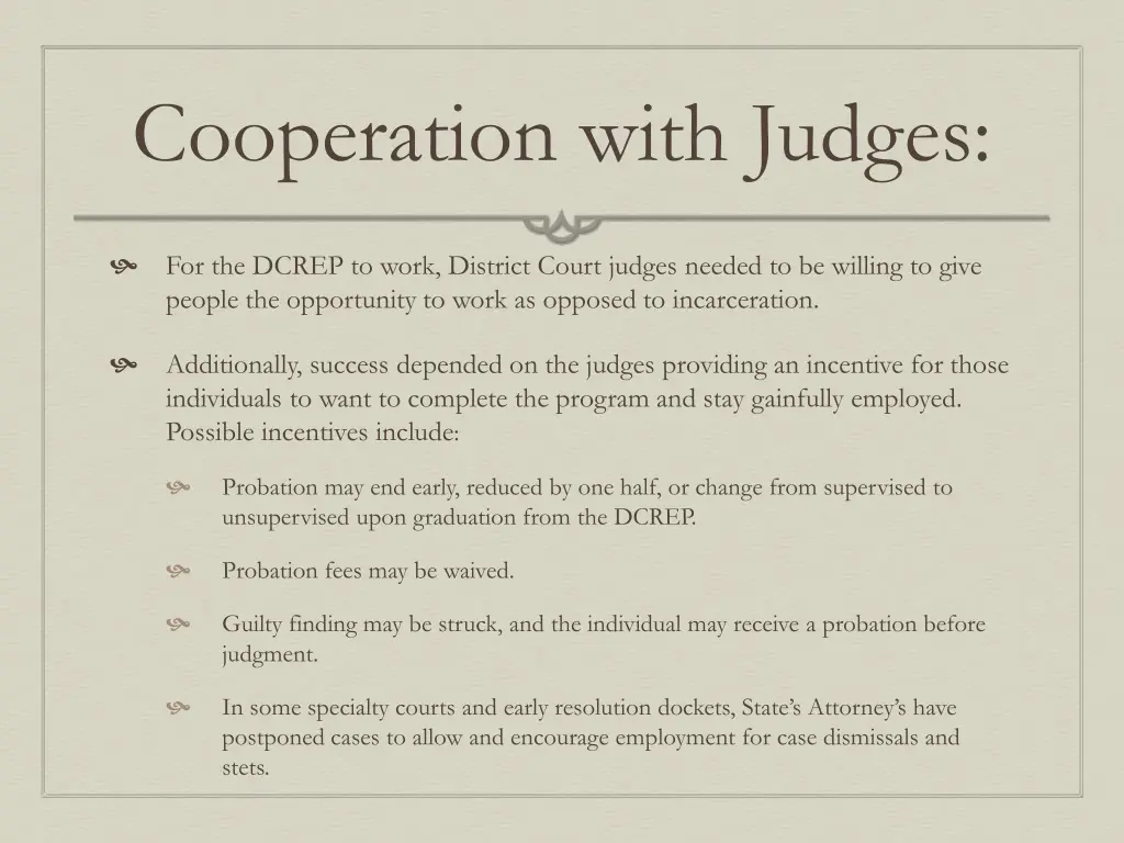 cooperation with judges