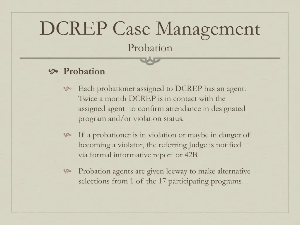 dcrep case management probation