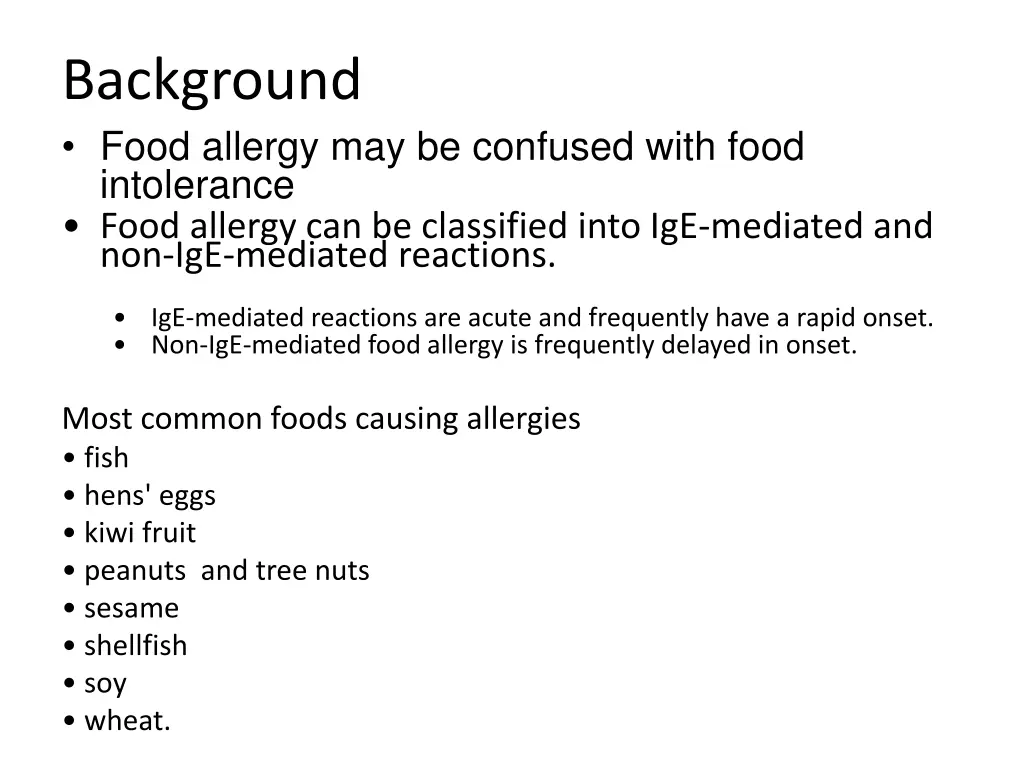 background food allergy may be confused with food