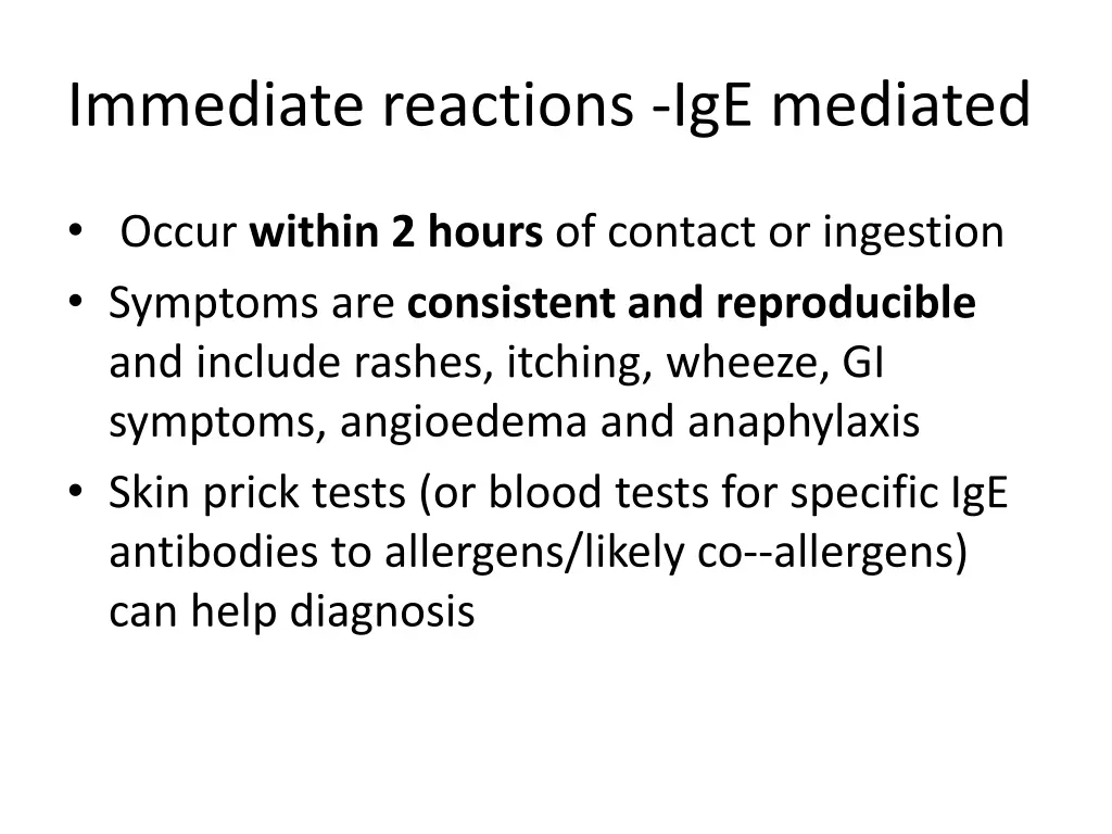 immediate reactions ige mediated