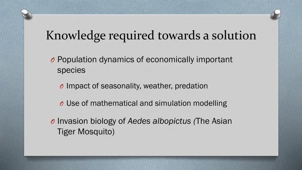 knowledge required towards a solution 2