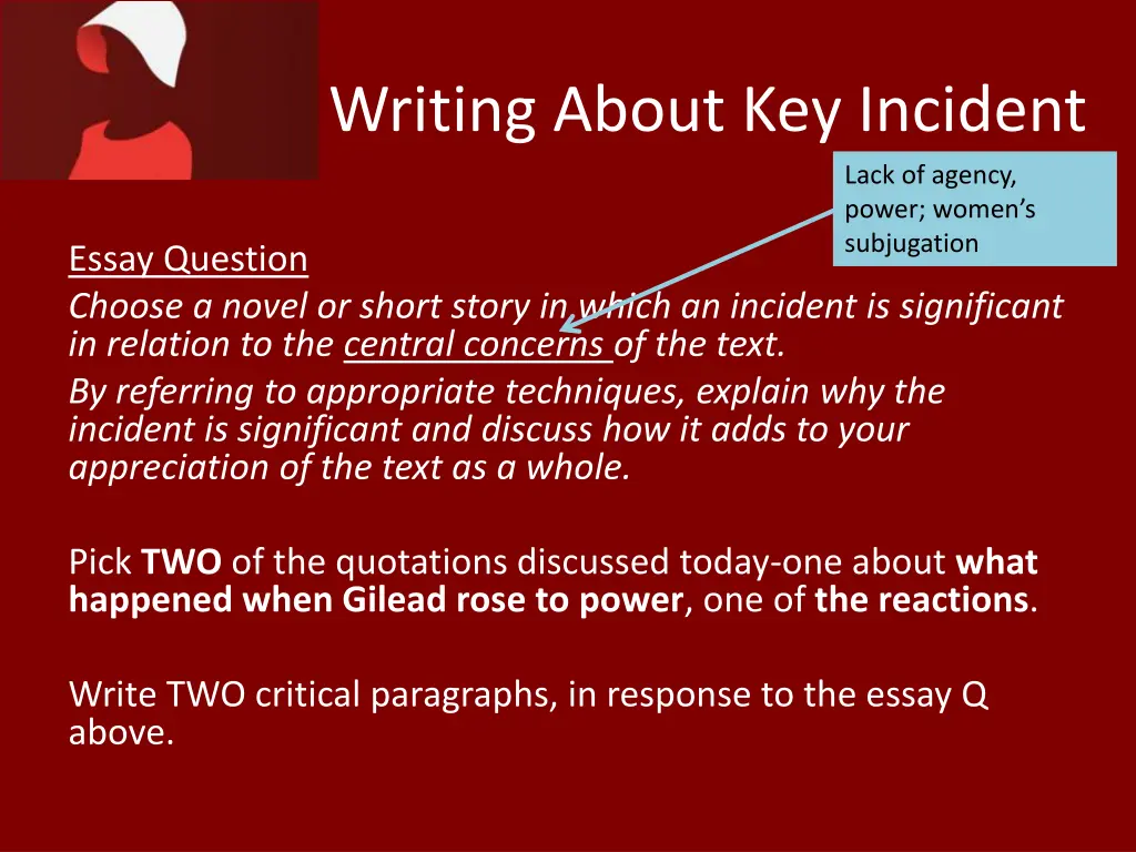 writing about key incident