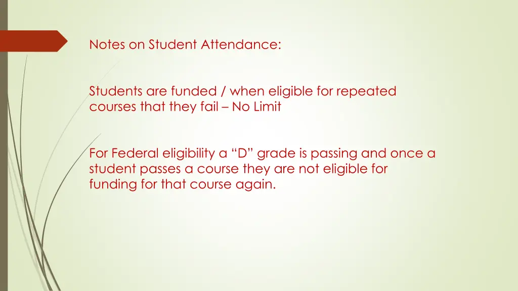 notes on student attendance