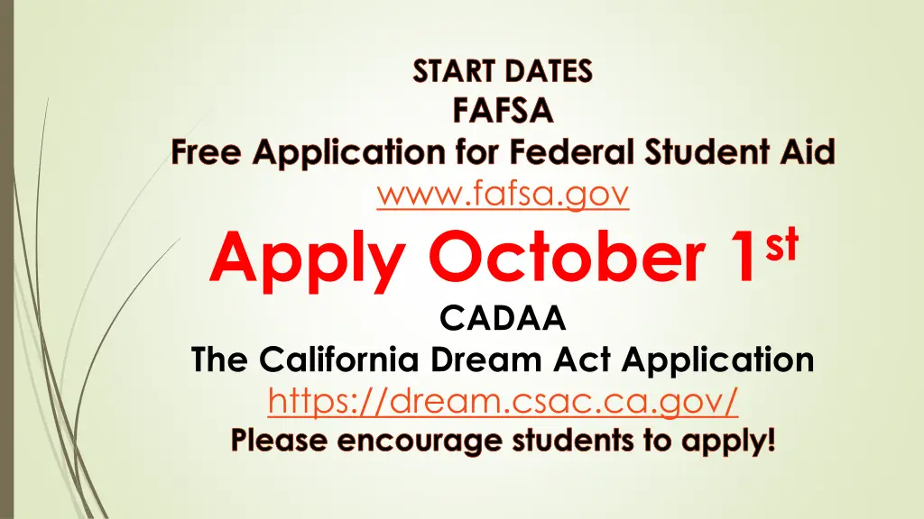 start dates fafsa