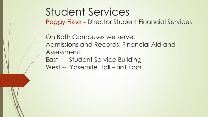 student services peggy fikse director student