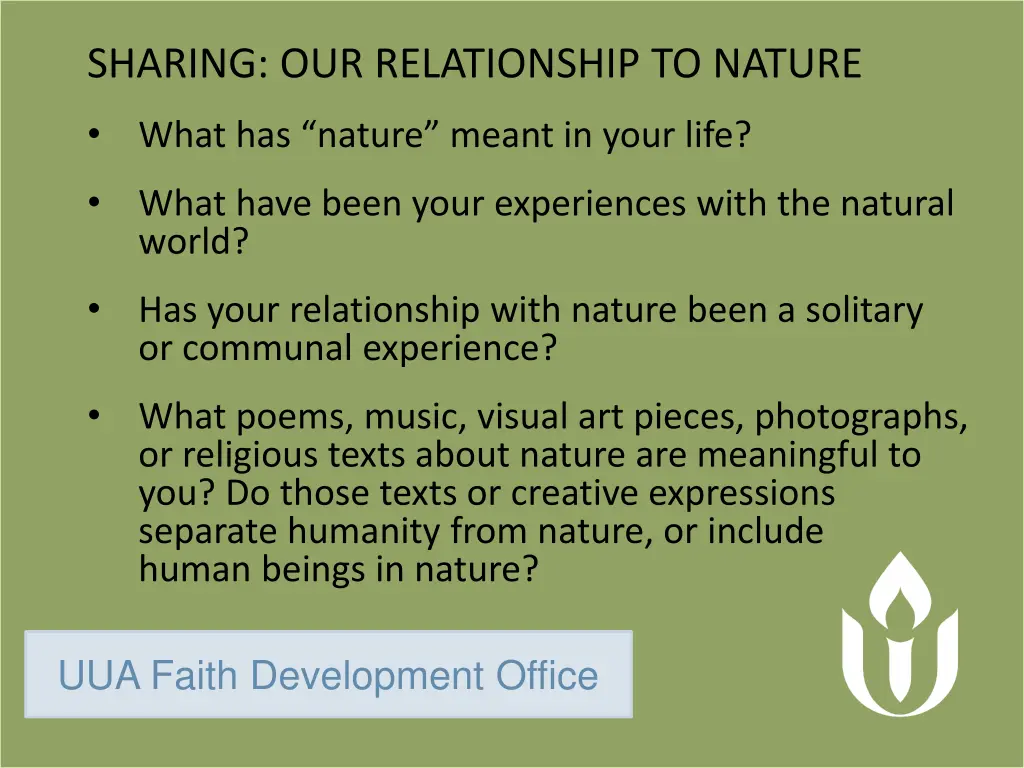 sharing our relationship to nature