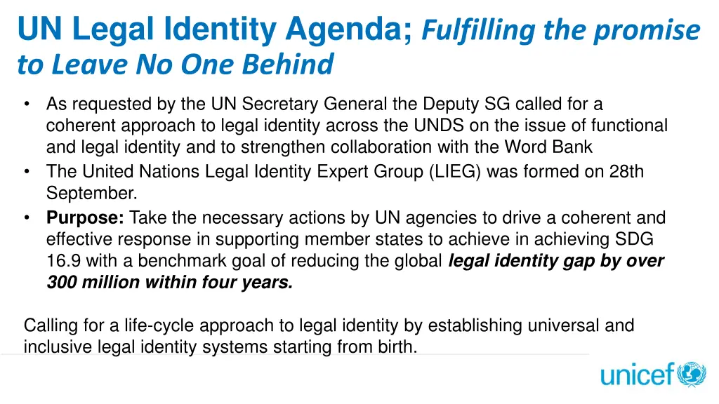 un legal identity agenda fulfilling the promise