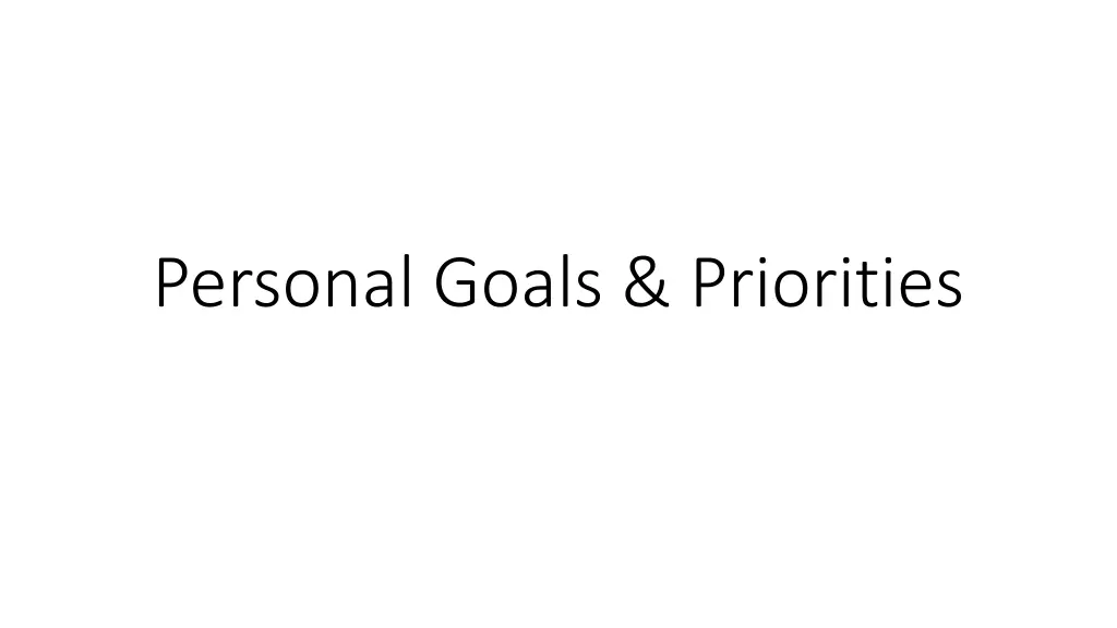 personal goals priorities