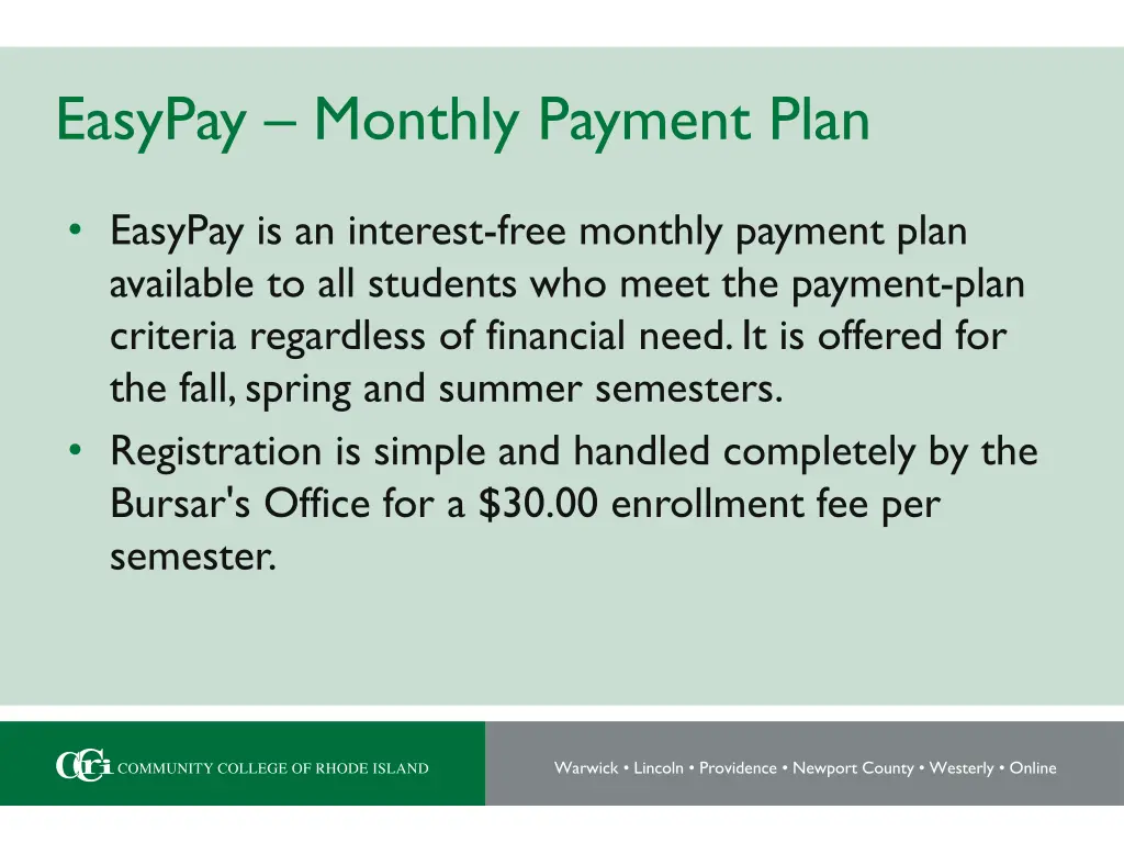 easypay monthly payment plan