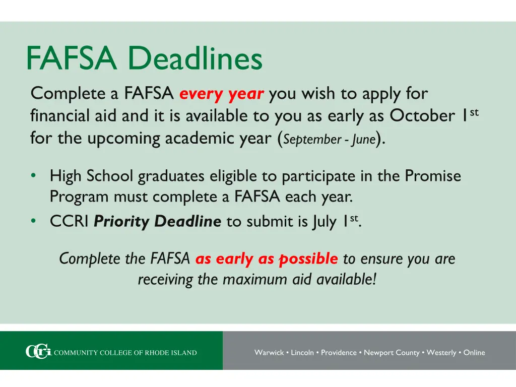 fafsa deadlines