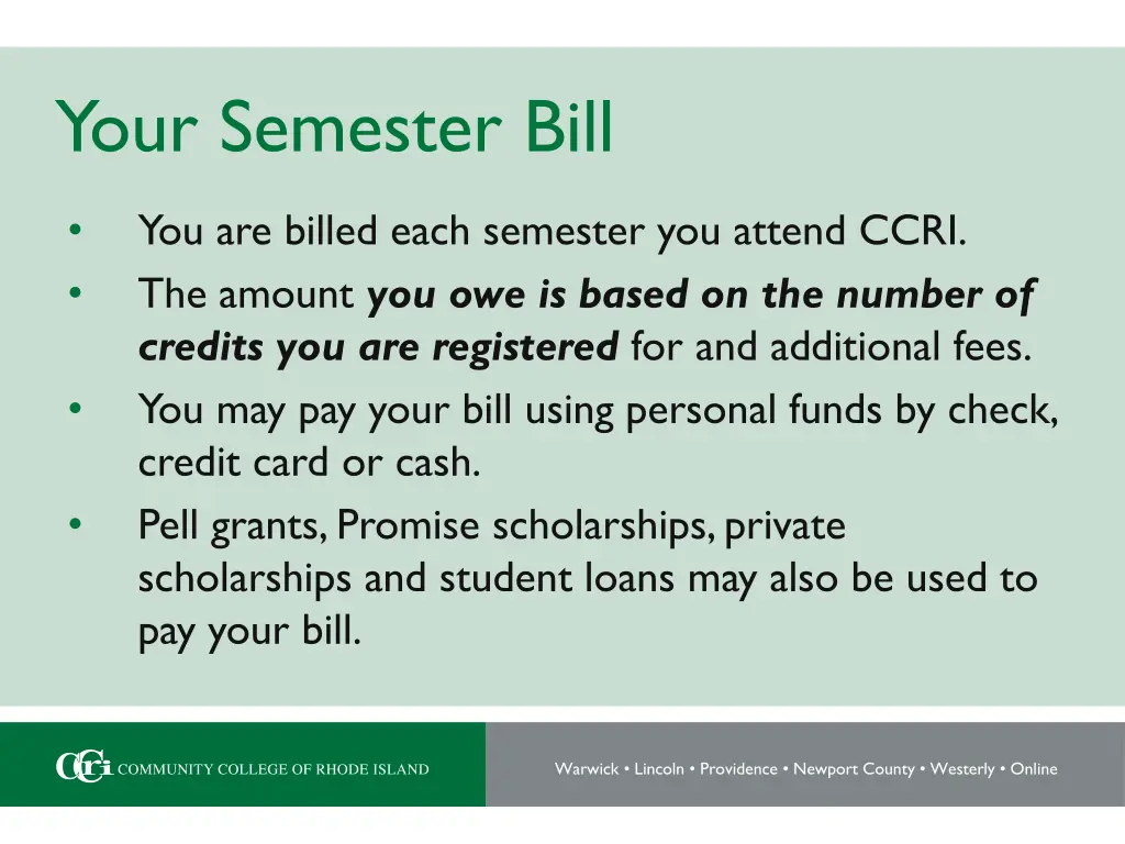 your semester bill