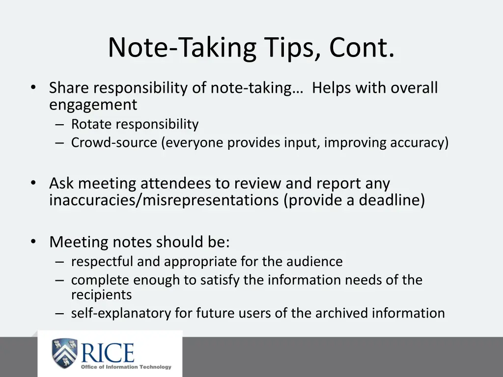 note taking tips cont