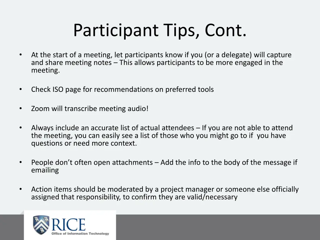 participant tips cont