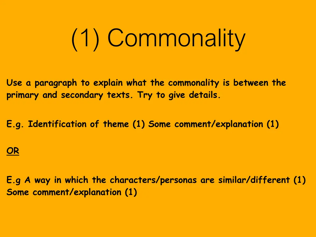 1 commonality