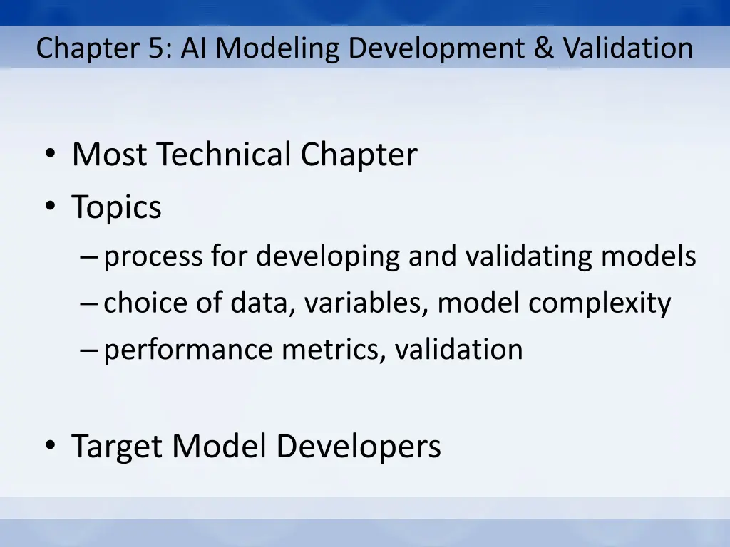 chapter 5 ai modeling development validation