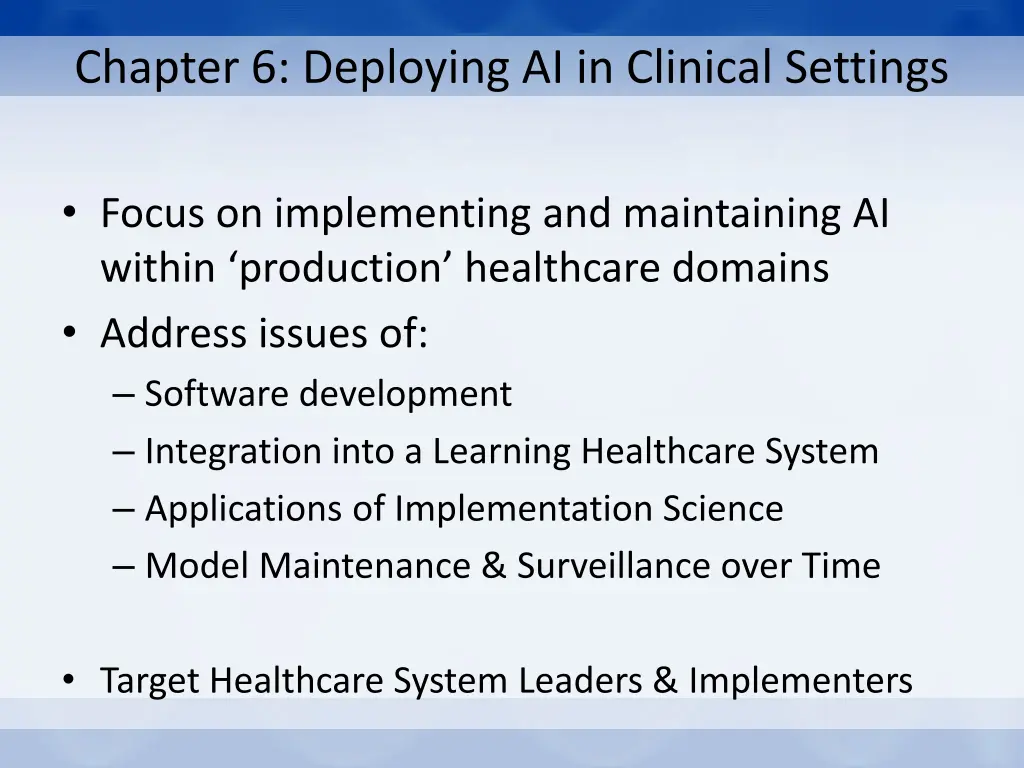 chapter 6 deploying ai in clinical settings