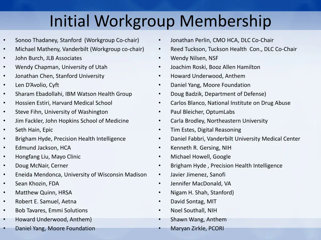 initial workgroup membership