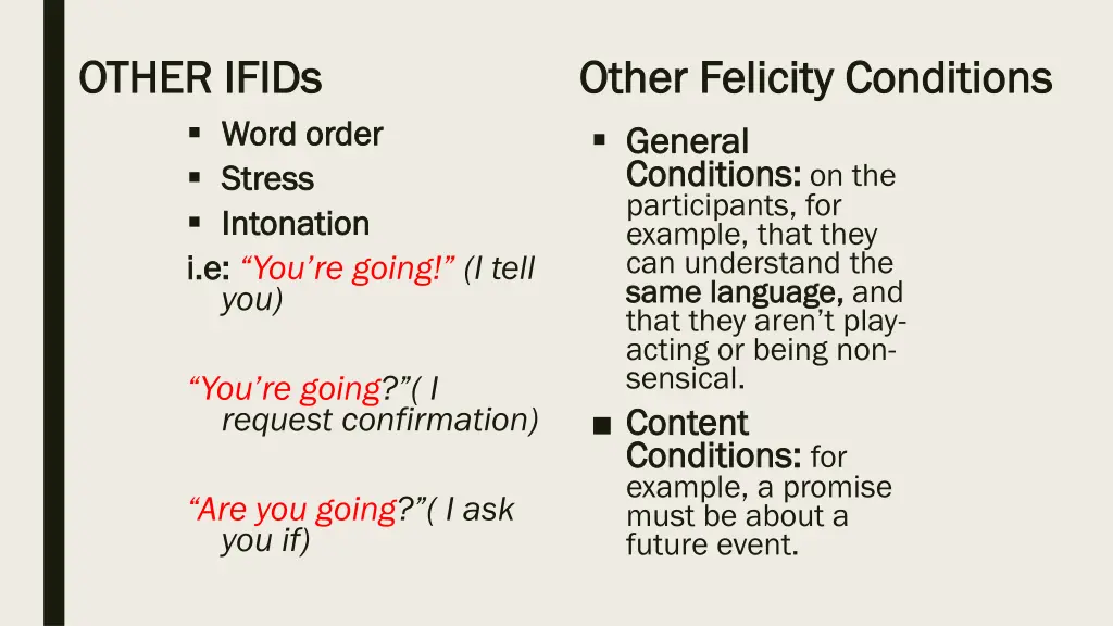 other other ifids word stress intonation