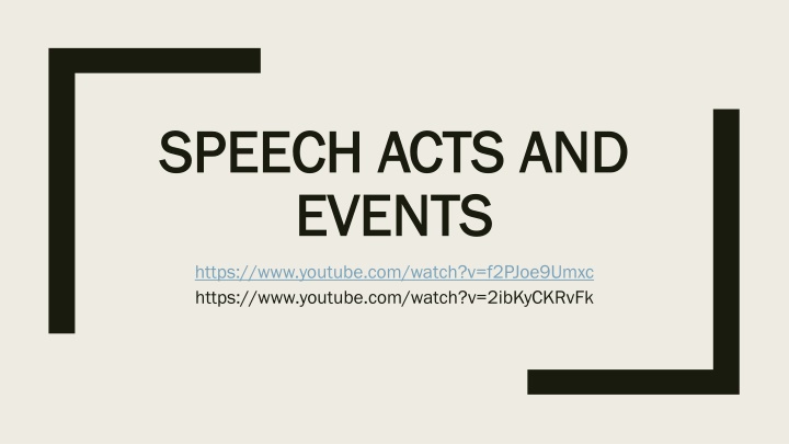 speech acts and speech acts and events events