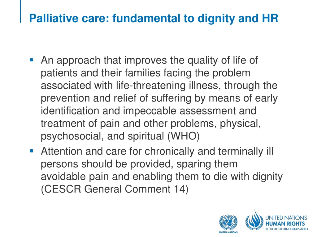 palliative care fundamental to dignity and hr