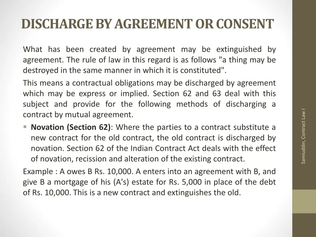 discharge by agreement or consent