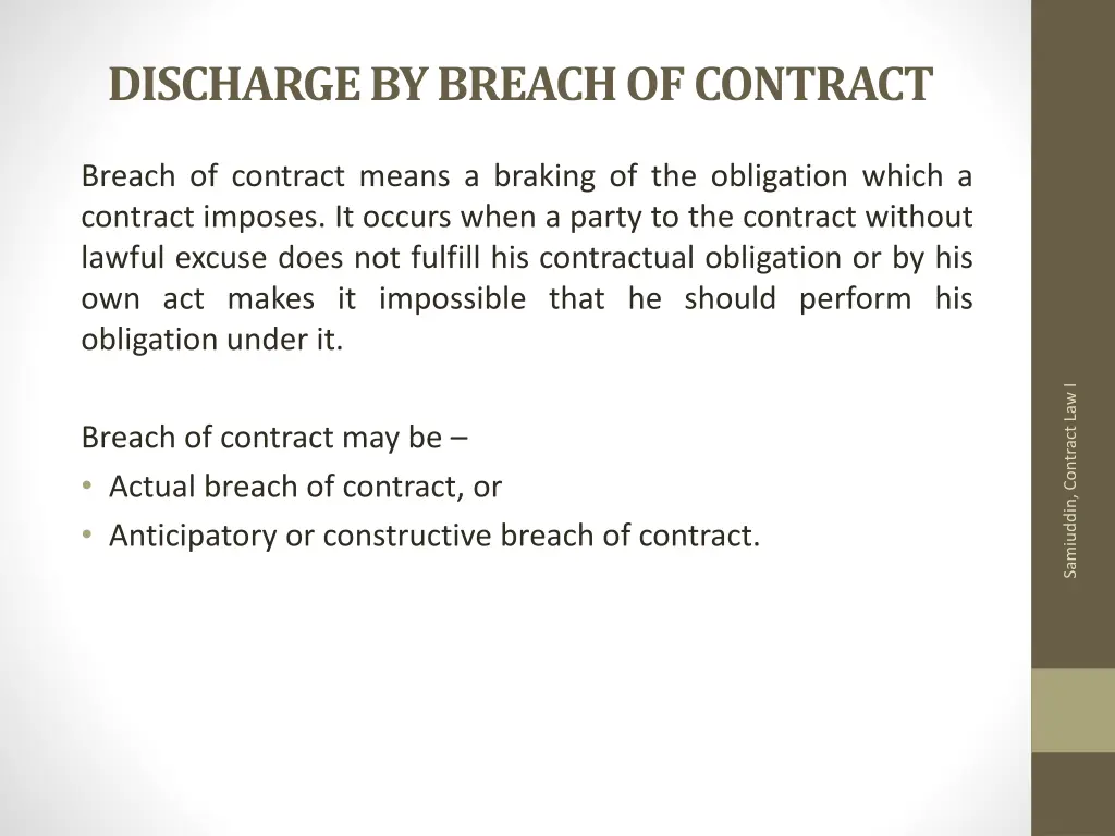 discharge by breach of contract