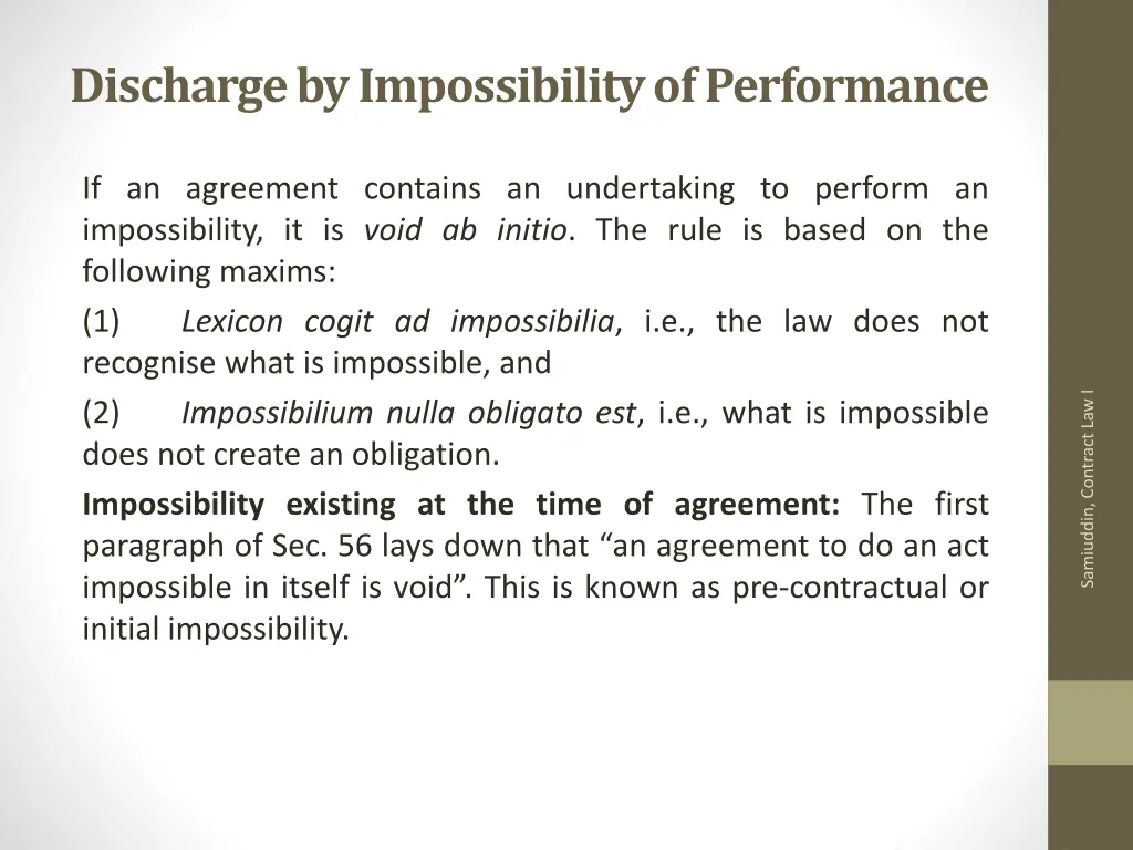 discharge by impossibility of performance