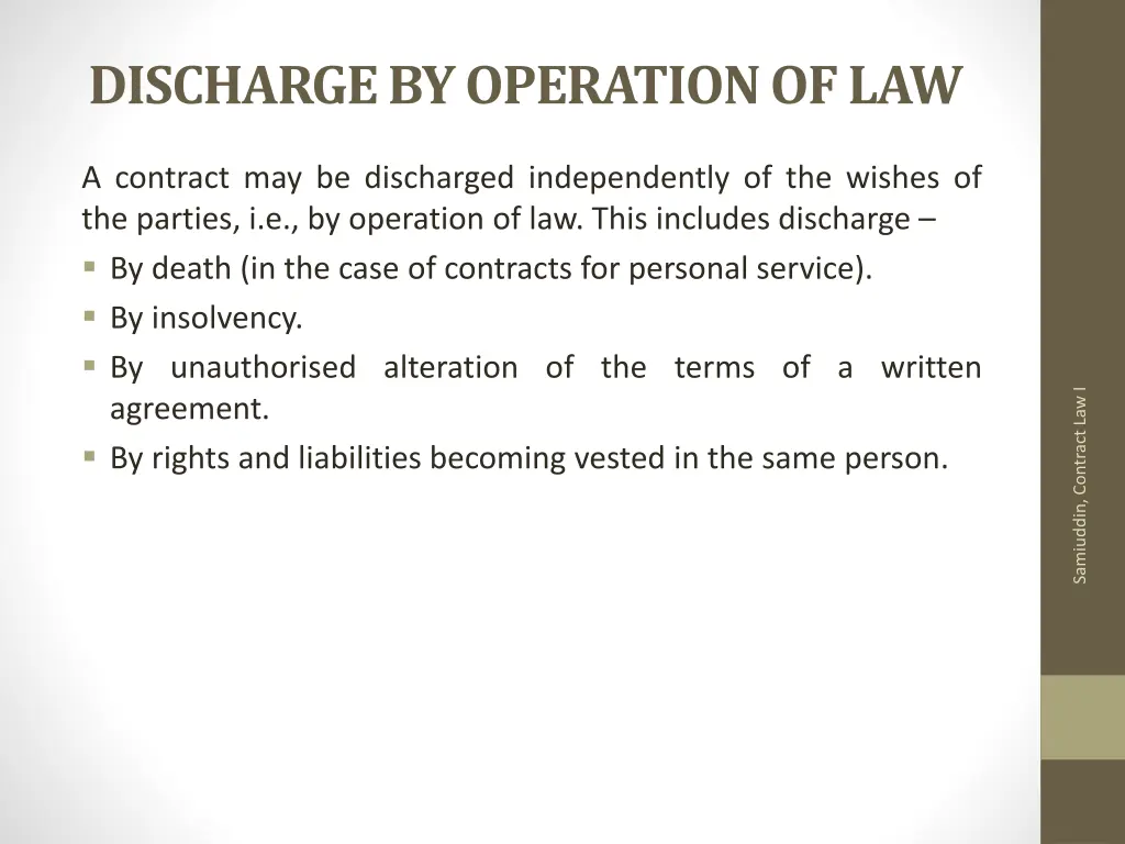 discharge by operation of law