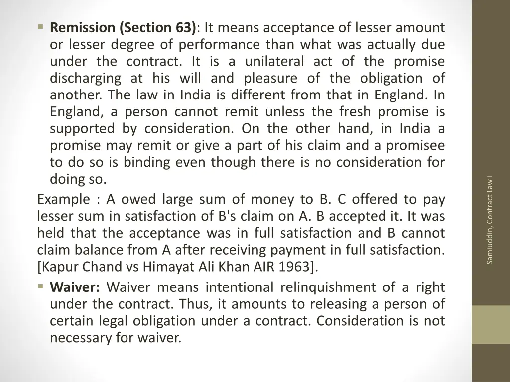 remission section 63 it means acceptance