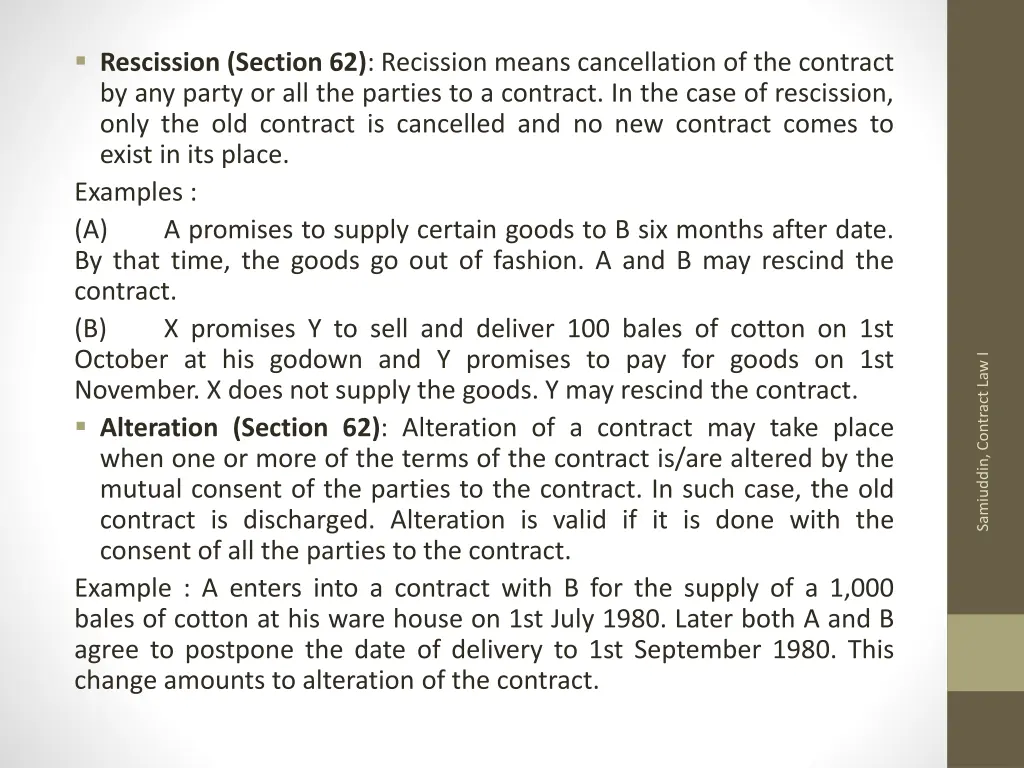 rescission section 62 recission means