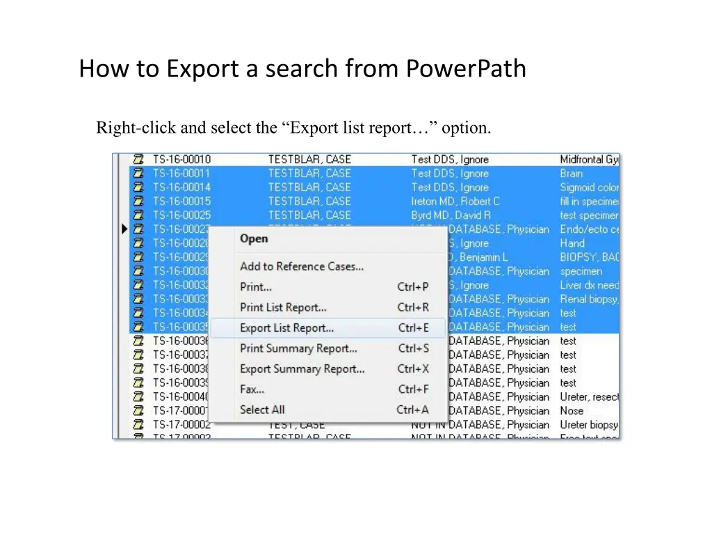 how to export a search from powerpath