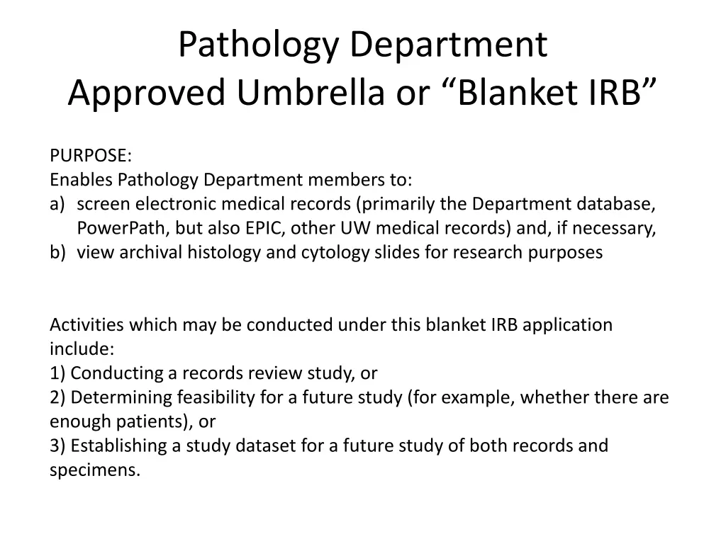 pathology department approved umbrella or blanket