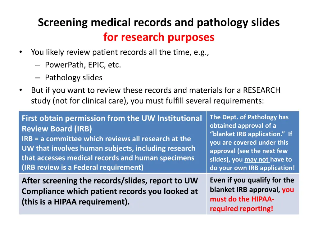 screening medical records and pathology slides