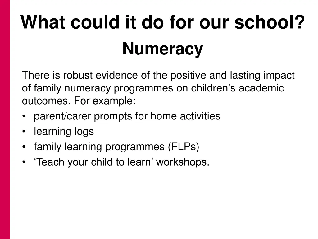 what could it do for our school numeracy