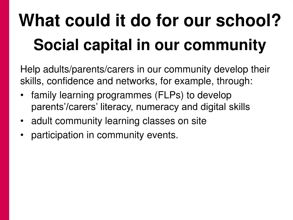 what could it do for our school social capital