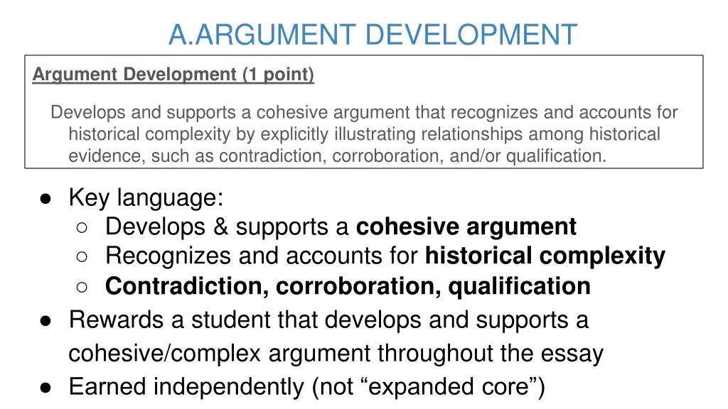 a argument development