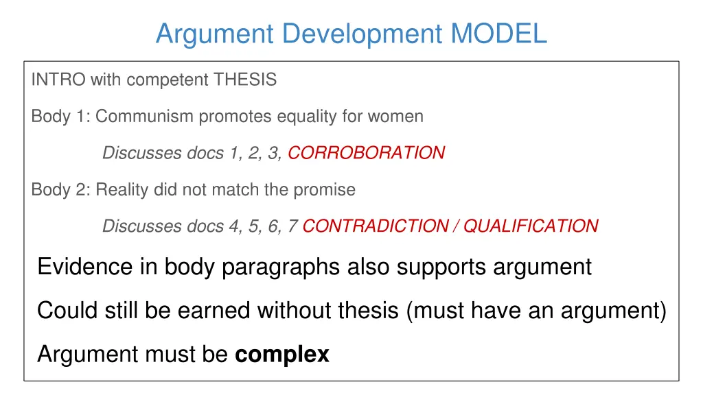 argument development model