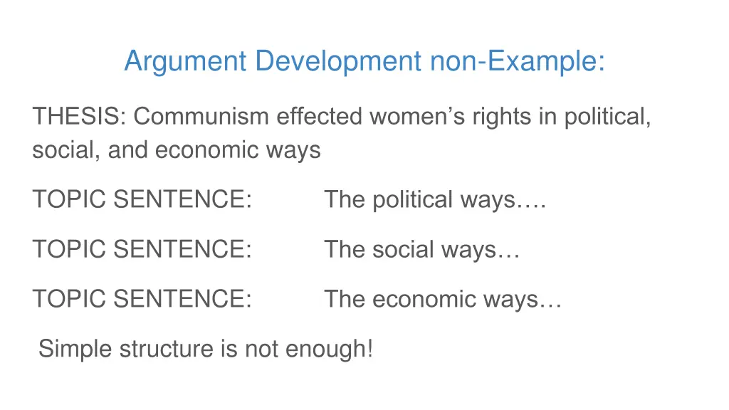 argument development non example