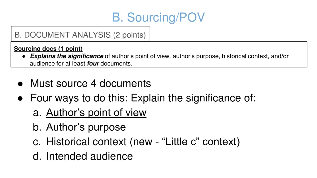 b sourcing pov