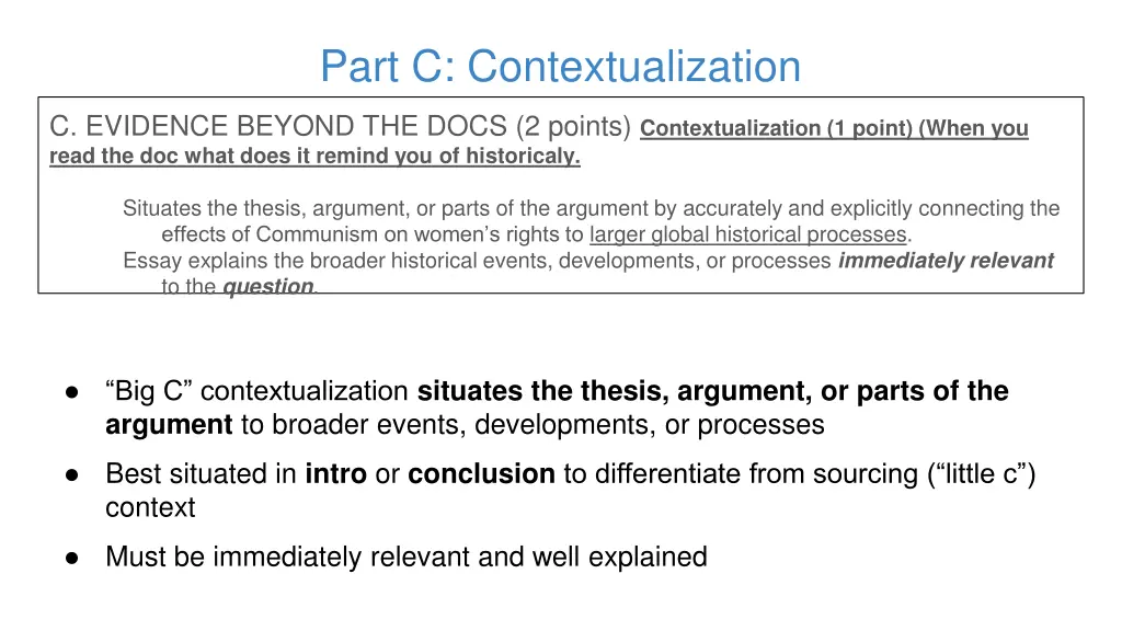 part c contextualization