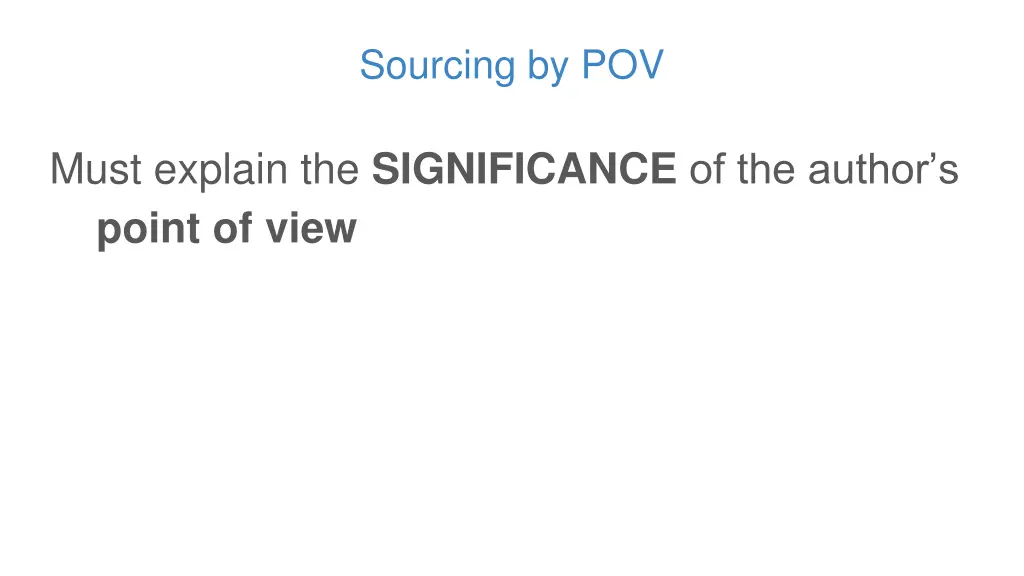 sourcing by pov