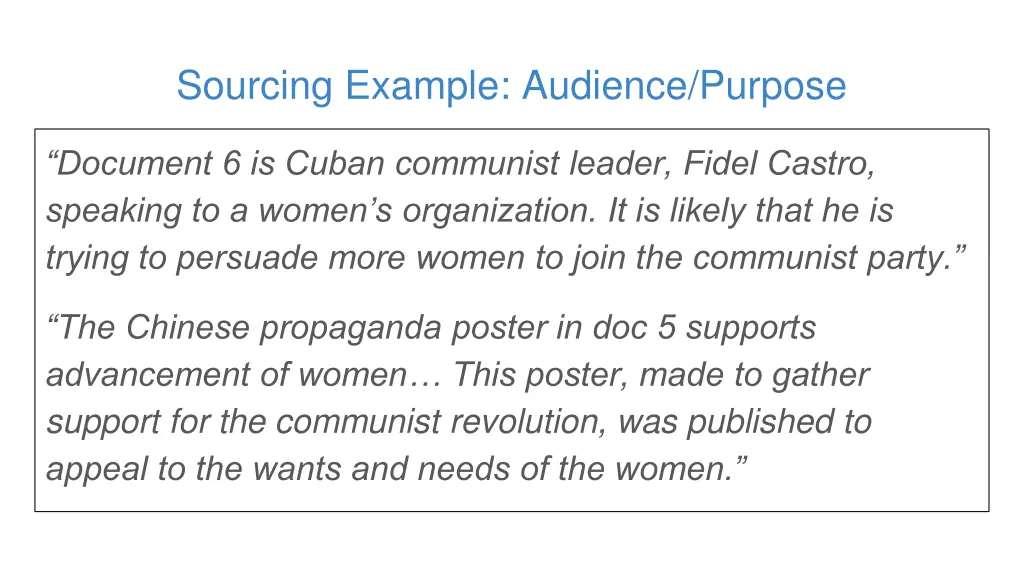 sourcing example audience purpose