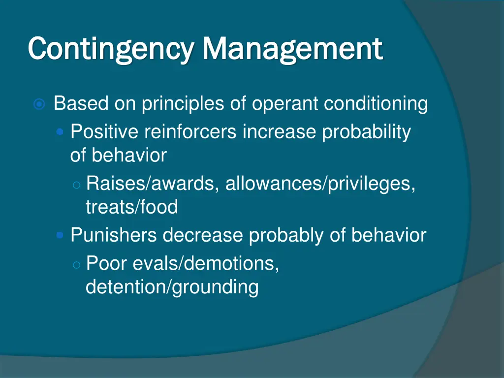 contingency management contingency management 1