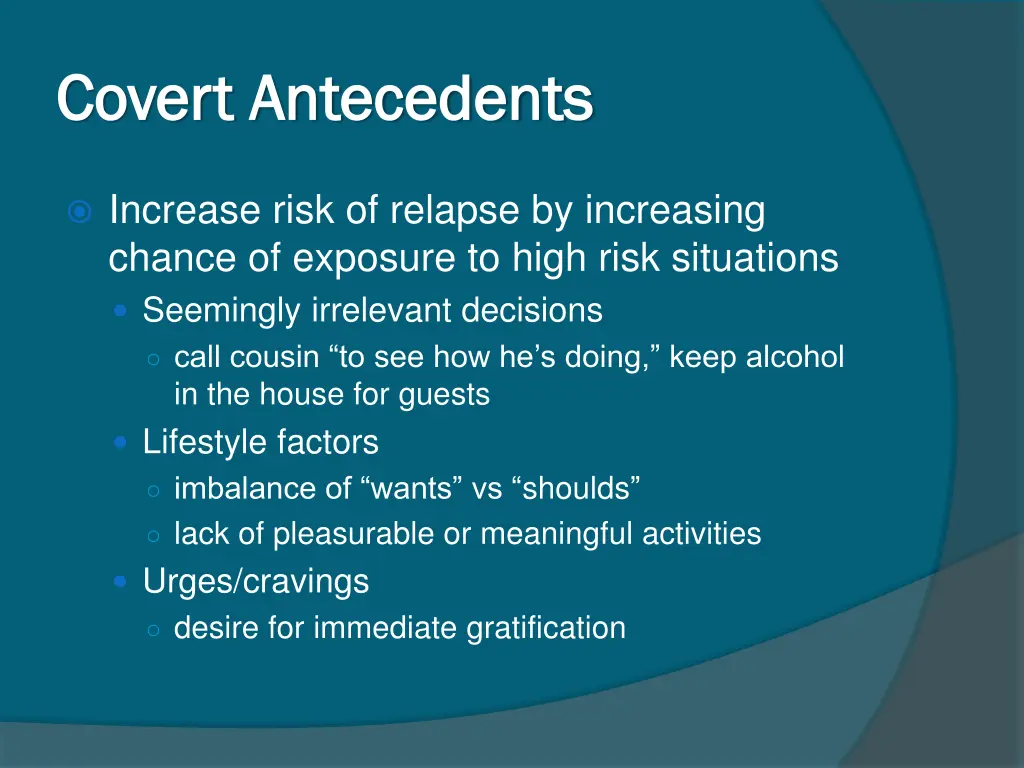 covert antecedents covert antecedents