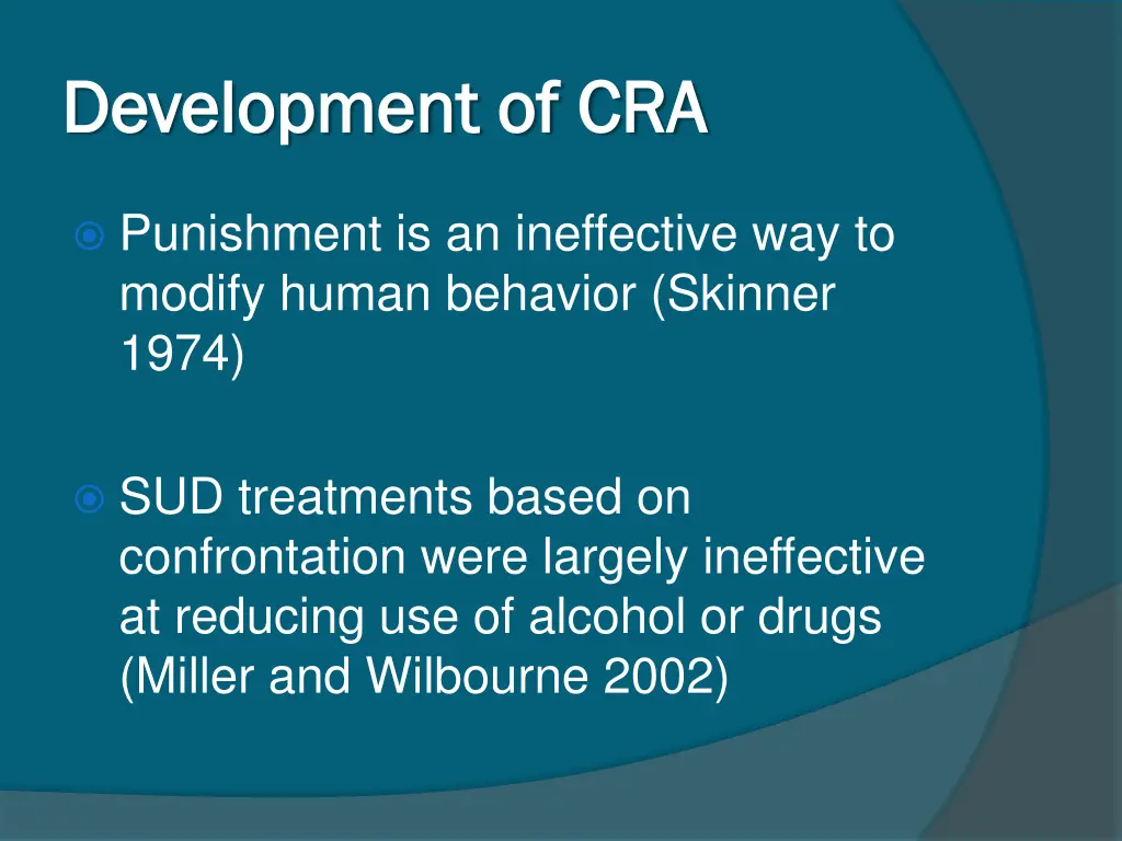 development of cra development of cra