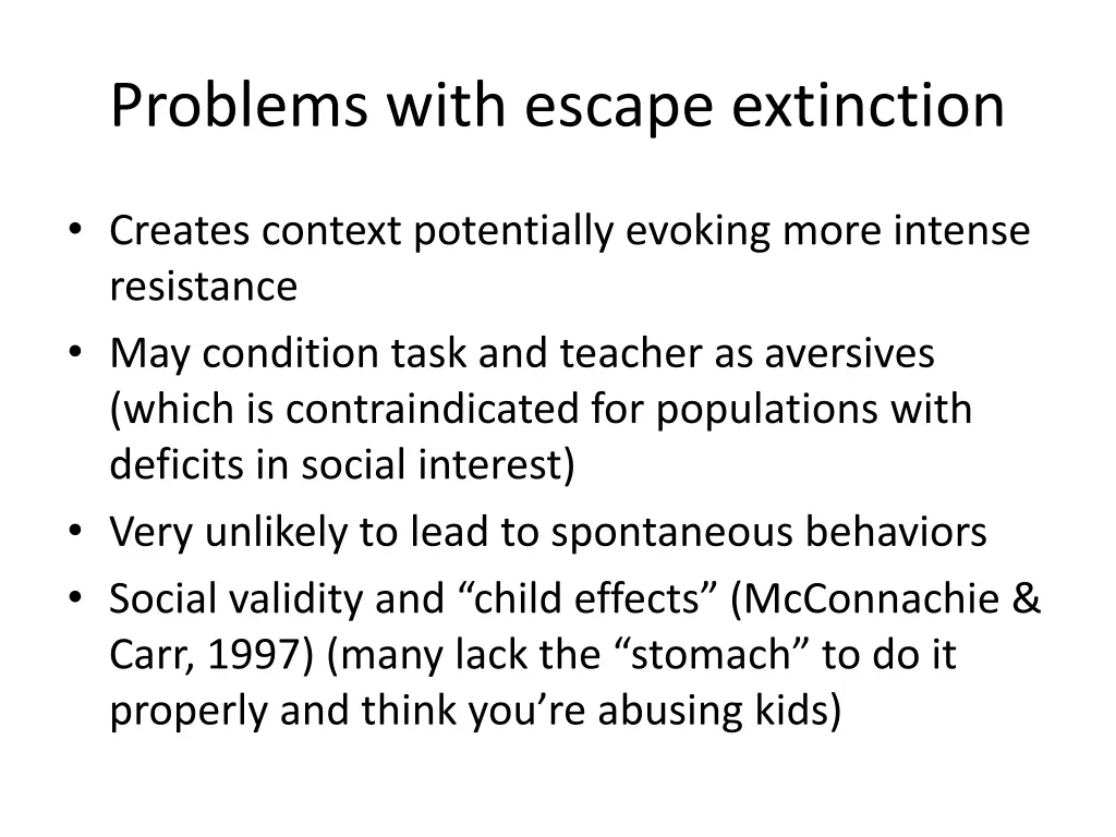 problems with escape extinction