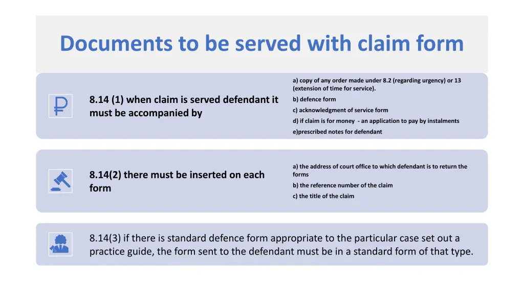 documents to be served with claim form