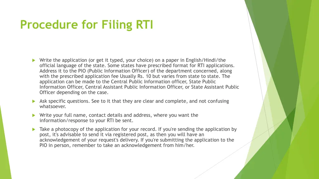 procedure for filing rti