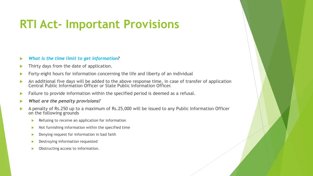 rti act important provisions 2