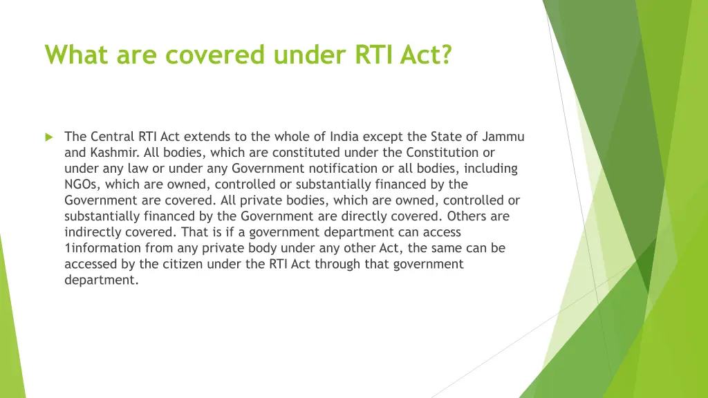 what are covered under rti act